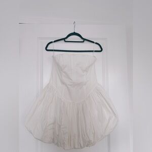 White Bubble Hem Corset Mini Dress